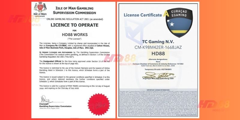 Chứng nhận của HD88 - xanh chín chuẩn quốc tế