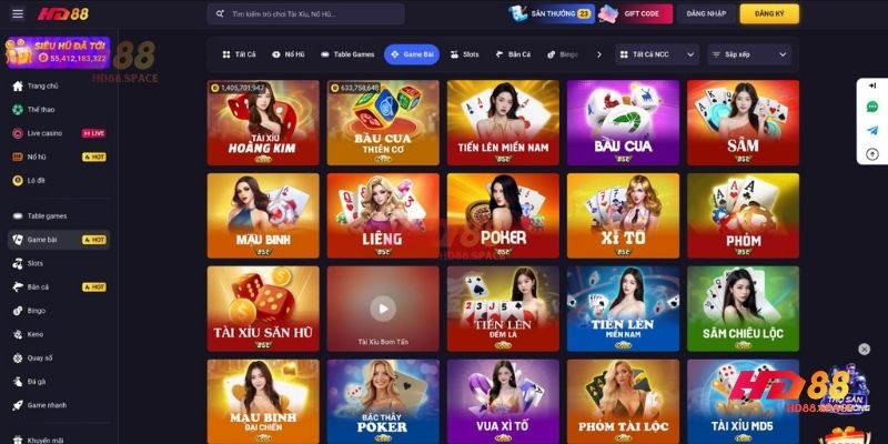Game bài đổi thưởng HD88 chuẩn quốc tế