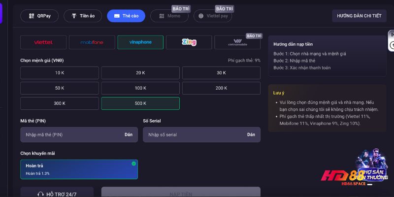 Nạp tiền HD88
